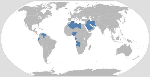 OPEC nations map