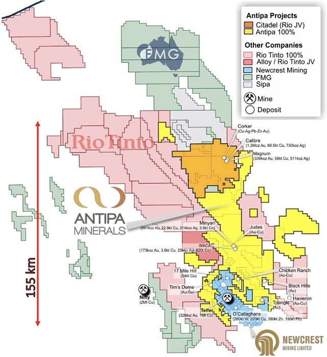 Rio Tinto copper discovery map Antipa Minerals