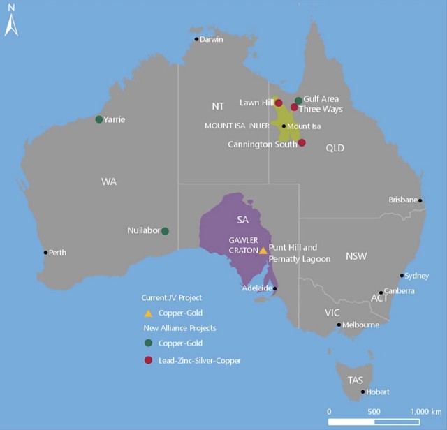 OZ Minerals Red Metals alliance joint venture projects Australia map