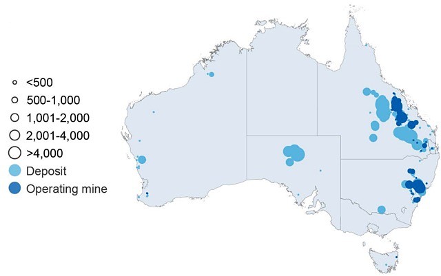 Major coal deposits Australia
