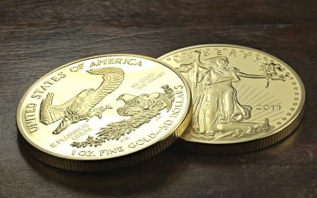 Gold US eagle coin