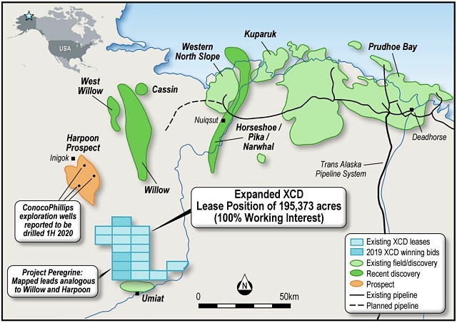 XCD Energy Alaska leases oil North Slope Nanushuk map