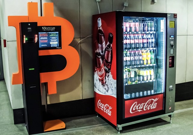 Bitcoin Coca-Cola coke vending machine