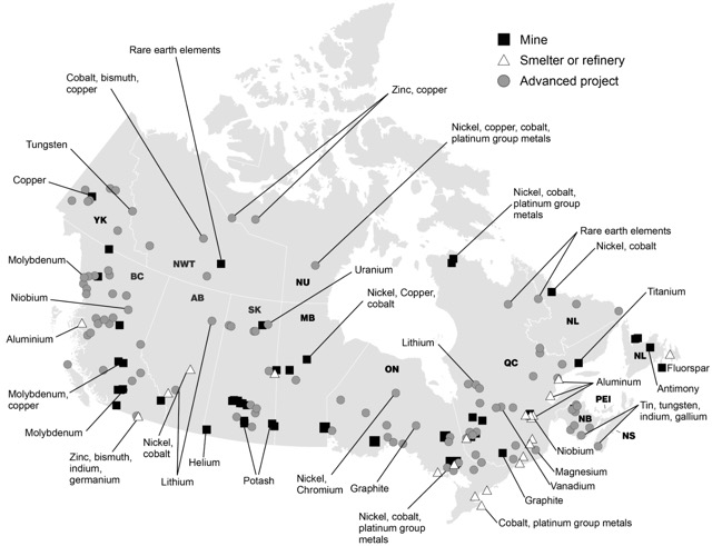 Canada map critical minerals