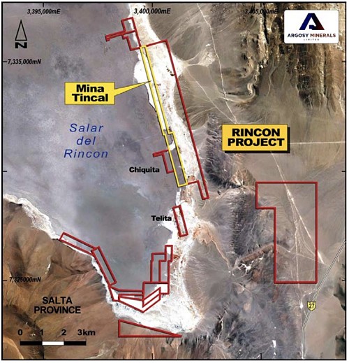 Argosy Minerals ASX AGY Mina Tincal Rincon project map