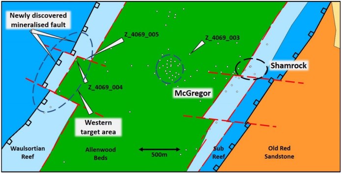 Figure 2 geological plan drill holes Kildare Project