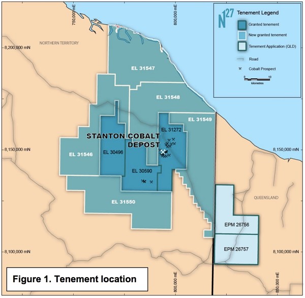 Northern Cobalt ASX N27 location map new tenements Northern Territory
